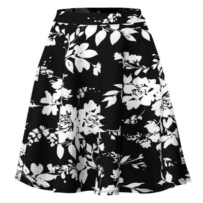 SSOULM A-Line Midi Skirt - Made in USA - Stretchy High Waisted Flare Skirts with Plus Size FLOWERBLACK XL