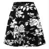 SSOULM A-Line Midi Skirt - Made in USA - Stretchy High Waisted Flare Skirts with Plus Size FLOWERBLACK XL view 1