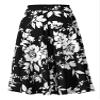 SSOULM A-Line Midi Skirt - Made in USA - Stretchy High Waisted Flare Skirts with Plus Size FLOWERBLACK XL view 2
