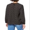 Adrianna Papell Diffusion Women's Pintuck Button Down Blouse, Black/Camel Classic Hearts, S view 3