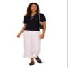 Adrianna Papell Diffusion Women's Open V-Neck Polo Mix Rib Cable Sweater with Short Sleeves, Navy/Ivory, XL view 4
