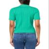 Adrianna Papell Diffusion Women's Open V-Neck Polo Mix Rib Cable Sweater with Short Sleeves, Simply Green/Ivory, XL view 2