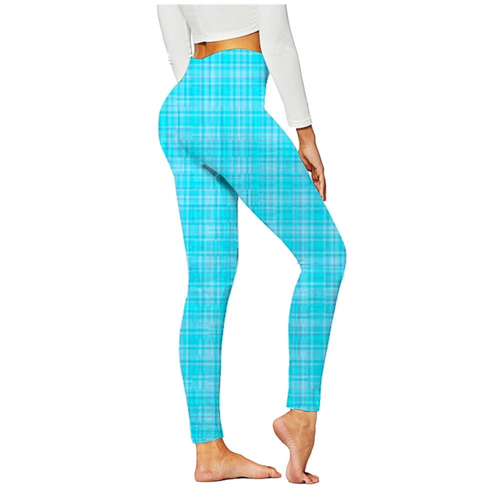 Womens Workout Leggings Plus Size Plaid Yoga Seamless Tights Slim Buttery Bootcut Leggings High Waisted Active Pants