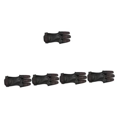 BESPORTBLE 5pcs Cowhide Archery Glove Bow Arrow Thumb Guard Youth Archery Glove Men Finger Tips Protector for