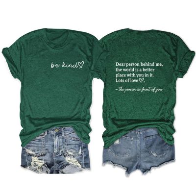 Bwnilimeizn Kindness T Shirt for Women Summer Be Kind Graphic Tees Casual Funny Sayings Letter Printed Cute Shirts Tops(Available in Plus Size)-XXL Green