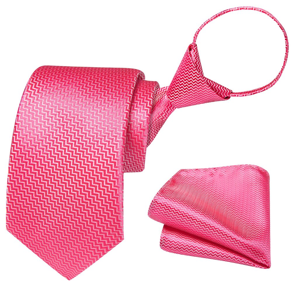 Barry.Wang Solid Pre-Tied for Boys Silk Plaid Kids Tie Adjustable Necktie Woven Pocket Square Teenager Daily Performance Red