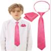 Barry.Wang Solid Pre-Tied for Boys Silk Plaid Kids Tie Adjustable Necktie Woven Pocket Square Teenager Daily Performance Red view 2