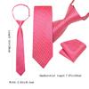 Barry.Wang Solid Pre-Tied for Boys Silk Plaid Kids Tie Adjustable Necktie Woven Pocket Square Teenager Daily Performance Red view 4