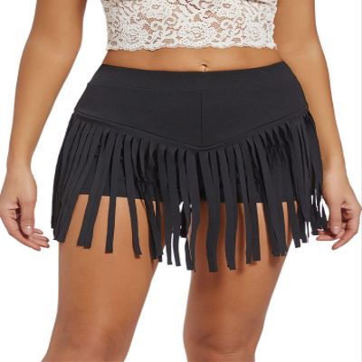 Womens Western Cowgirl Fringe Shorts - Country Concert Outfits Sexy Booty Pole Dance Rave Festival Tassel Bottoms(Black,L,1116a)
