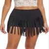 Womens Western Cowgirl Fringe Shorts - Country Concert Outfits Sexy Booty Pole Dance Rave Festival Tassel Bottoms(Black,L,1116a) view 1