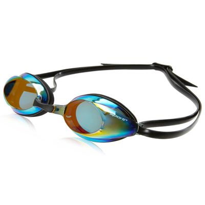 Sporti Unisex Adult Negative Optical Swimming Goggles, Antifog Mirrored Swim Goggles for Men & Women, Shatter-resistant, Double Straps - S2 - Revo Mirror/Smoke Lens/Black Frame - Negative5.5