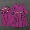 Baby Muslim Prayer Dress with Hijab for Toddler Girls Abaya Set Full Length Islami Arabic Kaftan (Hot Pink, 2-3 Years) view 3