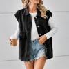 Womens Denim Jean Vest Classic Mid Long Button Up Shirts Cropped Distressed Sleeveless Jean Jacket Fashion Fall Outfits view 2