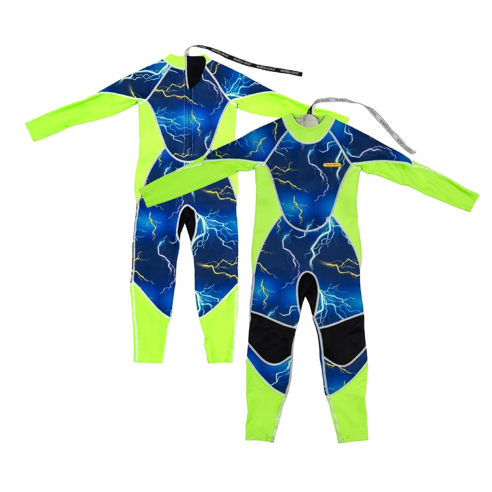 Cheekaaboo Kids Wetsuit Ages 4-12 | 2.5 mm Neoprene Long Sleeve Full Body Swimsuit | Thermal UPF 50+ Sun Protection Sunsafe Suit for Boys & Girls