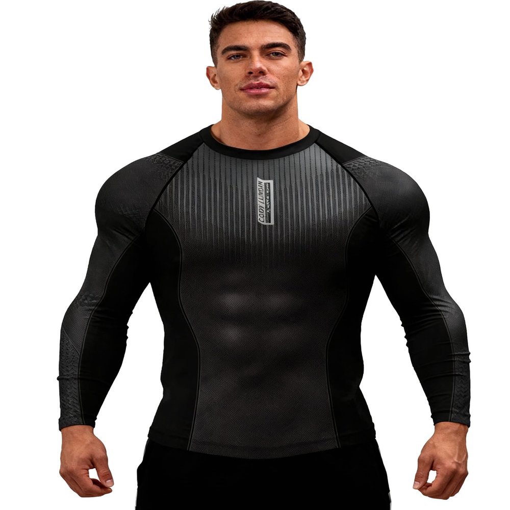 Red Plume Mens Athletic Long Sleeve Compression Shirts/Mens Cool Compression Top for Sports