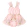 Baby Girl 1st Birthday Outfit Baby Flower Girl Dress Newborn Floral Embroidered Tulle Romper Infant Sleeveless Princess Tutu Dress Photoshoot Cake Smash Outfits Light Pink Embroidery 9-12 Months view 1