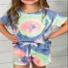 Dokotoo Girls Summer Cute T-Shirt Shorts Set Ruffle Sleeve Round Neck Solid Stretchy Drawstring Waist Shorts with Side Pockets 2026 Fashion Size 10-11 Sky Blue view 2
