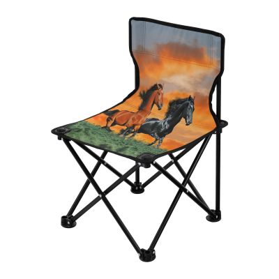 Qilmy Running Herds of Horses Portable Camping Chairs,Outdoor Collapsible Chair Sports Garden Beach Fishing,Supports up to 250lbs672