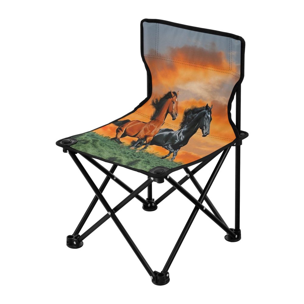 Qilmy Running Herds of Horses Portable Camping Chairs,Outdoor Collapsible Chair Sports Garden Beach Fishing,Supports up to 250lbs672