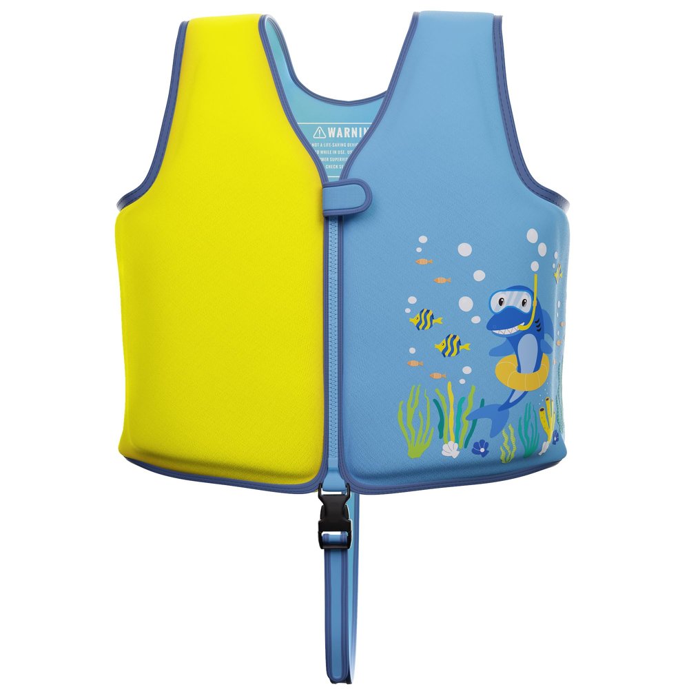 Toddler Swim Vest Floaties Jackets for Kids Pool Float Training to Swim or Fishing 33-60 lbs Boys Girls Vest (Yellow/Shark, Medium)