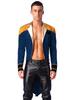 Moggemol Men Circus Ringmaster Showman Jacket Tailcoat Lion Tamer Costume Cosplay Party Velvet Swallow-Tailed Coat Dark Blue 3X-Large view 1