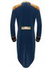 Moggemol Men Circus Ringmaster Showman Jacket Tailcoat Lion Tamer Costume Cosplay Party Velvet Swallow-Tailed Coat Dark Blue 3X-Large view 4