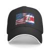 American Flag and Costa Rica Flag Baseball Cap Adjustable Fashion Casquette Casual Duck Tongue Hat for Men Women26 Black view 1