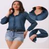Allegra K Sheer Button Up Blouse for Women's See Through Mesh Long Sleeve Shirt Tops X-Large Dark Blue view 4