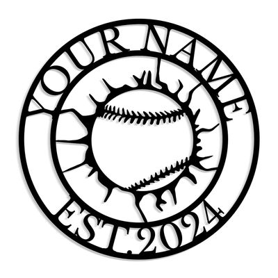 Personalized baseball metal sign customization, customized baseball name sign, baseball wall decoration art, gift for baseball players and baseball lovers (Style-5)