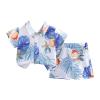 Toddler Baby Boy Shorts Set awaiian Outfits Short Sleeve Leaf Floral Flower Shirt Shorts Set Summer (White, 3-4 Years) view 1