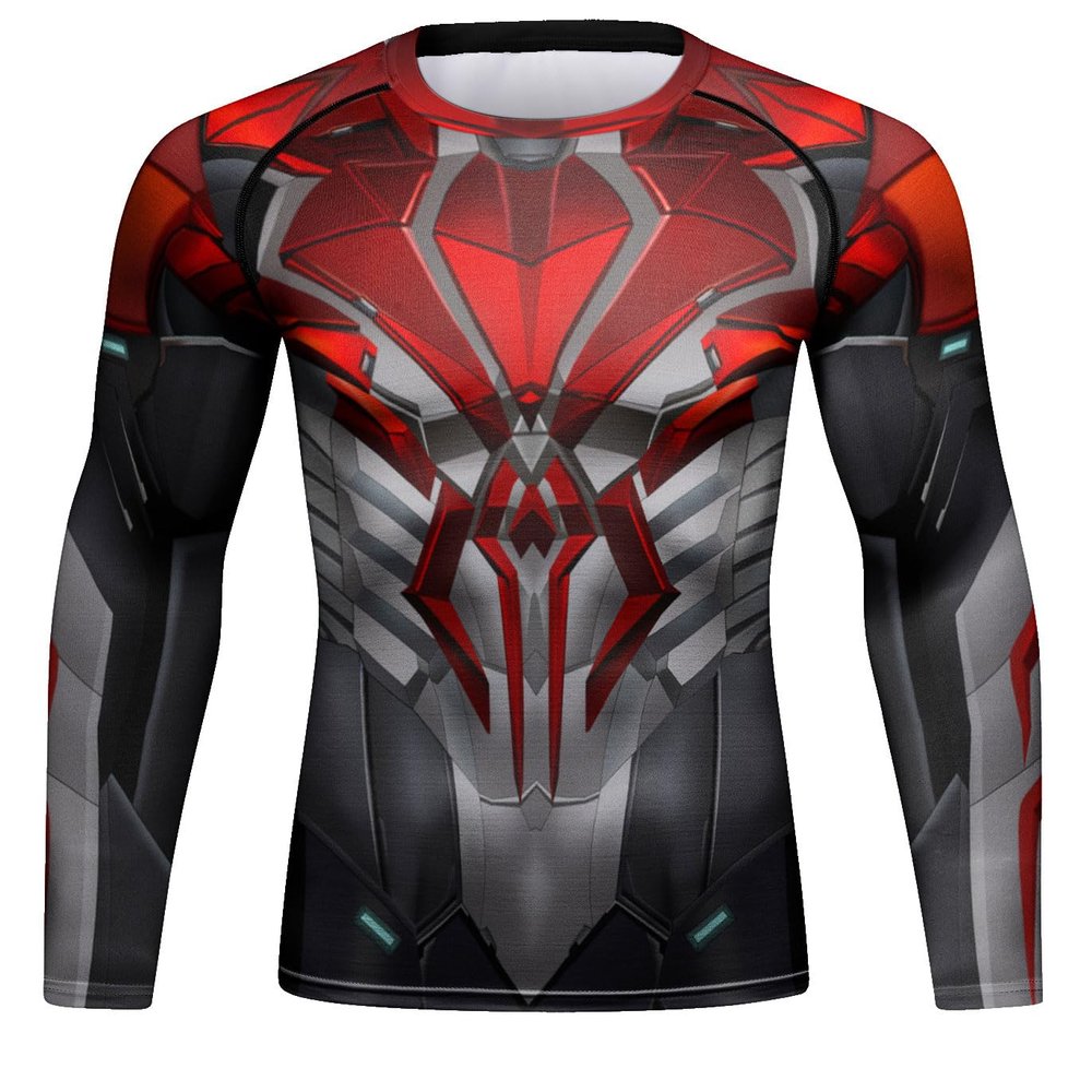 Red Plume Mens Athletic Long Sleeve Compression Shirts/Mens Cool Compression Top for Sports