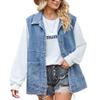 FindThy Womens Vintage Denim Jean Vest Oversized Button Down Jean Waistcoat Gilet(1481-03Blue-S-LB) view 1
