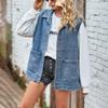 FindThy Womens Vintage Denim Jean Vest Oversized Button Down Jean Waistcoat Gilet(1481-03Blue-S-LB) view 3