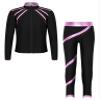 Hansber Kids Girls 2Pcs Figure Skating Suit Ice Skating Jacket with Practice Leggings Criss Cross Ice Skating Pants Set Pink 14 Years