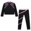 Hansber Kids Girls 2Pcs Figure Skating Suit Ice Skating Jacket with Practice Leggings Criss Cross Ice Skating Pants Set Pink 14 Years view 3