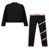 Hansber Kids Girls 2Pcs Figure Skating Suit Ice Skating Jacket with Practice Leggings Criss Cross Ice Skating Pants Set Pink 14 Years view 4