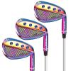 Yamato Full Face Golf Wedge Set or Individual Golf Wedges 50/52/54/56/58/60 Forged Golf Gap Wedge Sand Wedge Lob Wedge Golf Clubs Milled (Stainless Steel, Rainbow 52 56 60 Degree Set, Regular, Right) view 1