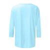 3/4 Sleeve Tops for Women Round Neck Loose Casual Tee Shirts Trendy Three Quarter Length Shirts Cotton Ethnic Solid Tunic Tops 3/4 Sleeve Tunic Tops for Women Shirts for Women Trendy Spring Sky Blue view 3