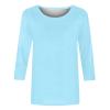 3/4 Sleeve Tops for Women Round Neck Loose Casual Tee Shirts Trendy Three Quarter Length Shirts Cotton Ethnic Solid Tunic Tops 3/4 Sleeve Tunic Tops for Women Shirts for Women Trendy Spring Sky Blue view 4
