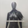 SEADEAR Gothic Feather Shrug Cape Shawl, Women Feather Shawl with Feather Cuffs Feather Cloak Halloween Maleficent Costumes view 2