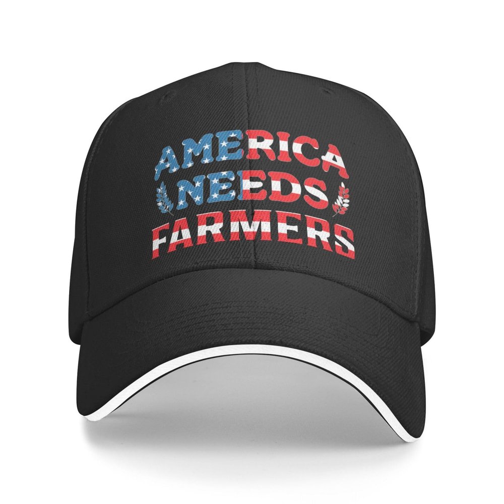 America Needs Farmers Flag Make Farmers Great Again Baseball Cap Adjustable Fashion Casquette Casual Duck Tongue Hat for Men Women16 Black