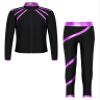 Hansber Kids Girls 2Pcs Figure Skating Suit Ice Skating Jacket with Practice Leggings Criss Cross Ice Skating Pants Set Purple 8 Years view 1
