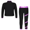 Hansber Kids Girls 2Pcs Figure Skating Suit Ice Skating Jacket with Practice Leggings Criss Cross Ice Skating Pants Set Purple 8 Years view 2
