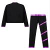 Hansber Kids Girls 2Pcs Figure Skating Suit Ice Skating Jacket with Practice Leggings Criss Cross Ice Skating Pants Set Purple 8 Years view 4