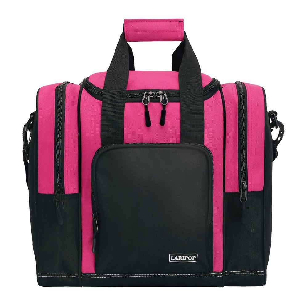LARIPOP Bowling Ball Bag - Single Ball Tote with Padded Holder - Fits Shoes up to Mens Size 14 and Accessories