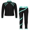 Hansber Kids Girls 2Pcs Figure Skating Suit Ice Skating Jacket with Practice Leggings Criss Cross Ice Skating Pants Set Cyan 6 Years
