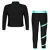 Hansber Kids Girls 2Pcs Figure Skating Suit Ice Skating Jacket with Practice Leggings Criss Cross Ice Skating Pants Set Cyan 6 Years view 2