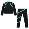Hansber Kids Girls 2Pcs Figure Skating Suit Ice Skating Jacket with Practice Leggings Criss Cross Ice Skating Pants Set Cyan 6 Years view 3