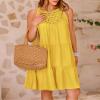 BTFBM Women Summer Dresses 2026 Casual Spring Clothes Sleeveless Halter Neck A-Line Boho Mini Dress Beach Vacation Sundress(Yellow, X-Large) view 2