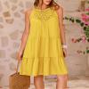BTFBM Women Summer Dresses 2026 Casual Spring Clothes Sleeveless Halter Neck A-Line Boho Mini Dress Beach Vacation Sundress(Yellow, X-Large) view 3